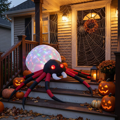 7 FT Halloween Inflatable Giant Spider with Built-in LED Lights