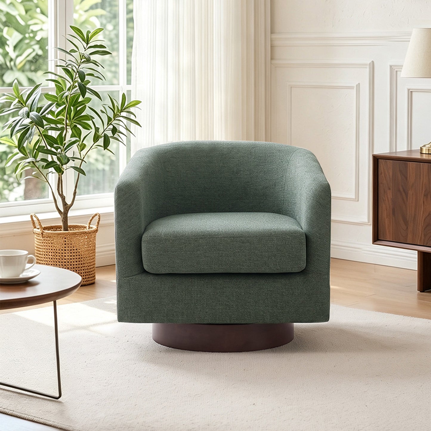 360° Swivel Upholstered Barrel Accent Chair Armchair