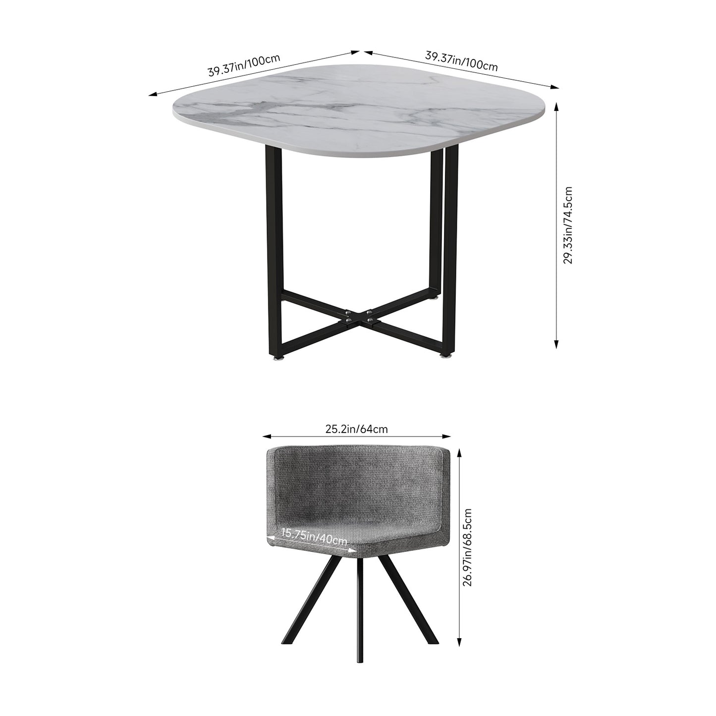 Dining Table Set with 4 Chairs