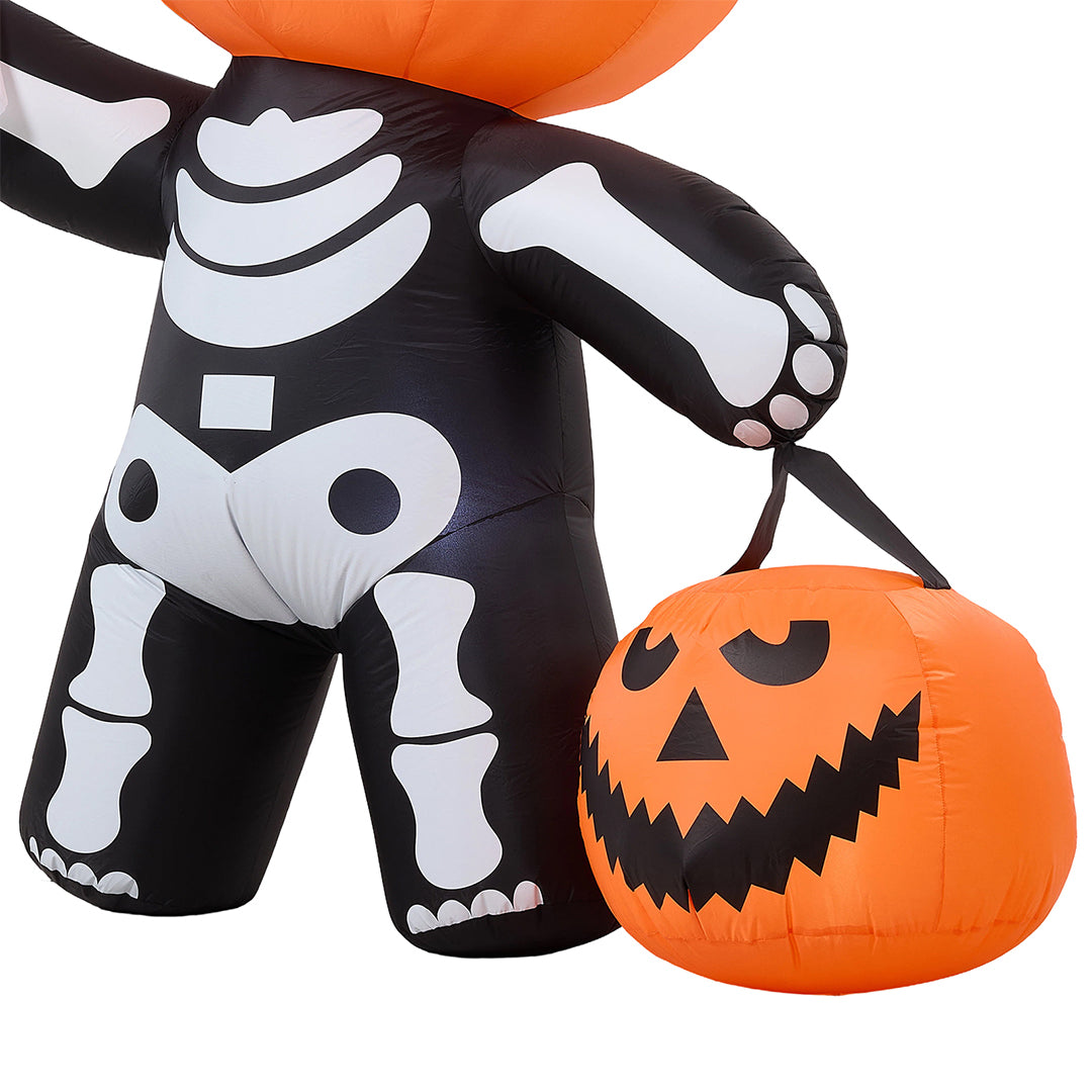 8FT Halloween Inflatable Pumpkin-Headed Skeleton Decoration with Built-in Lights