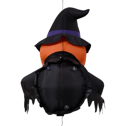 100cm Blow-Up Halloween Pumpkin Witch Inflatable Decoration with Built-in LED Lights