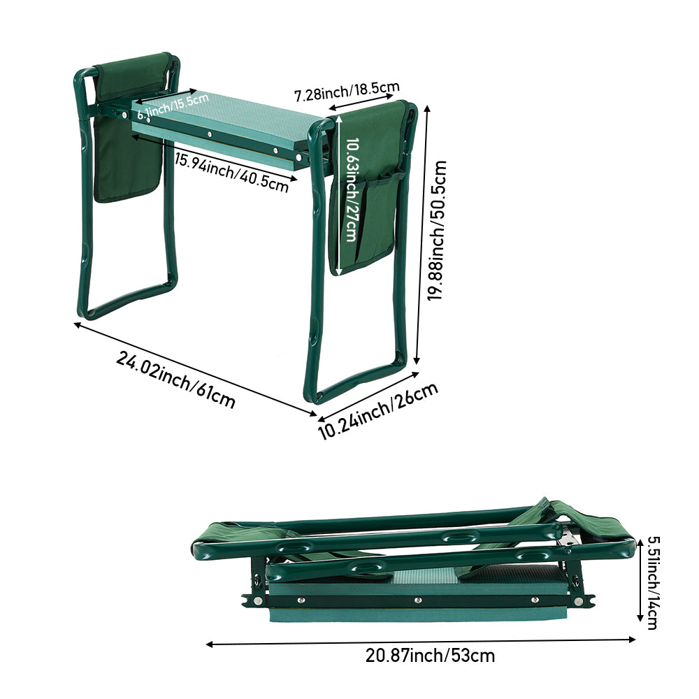 Folding Garden Kneeling Stool with 2 Detachable Tool Bags