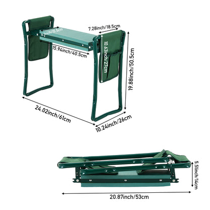 Folding Garden Kneeling Stool with 2 Detachable Tool Bags