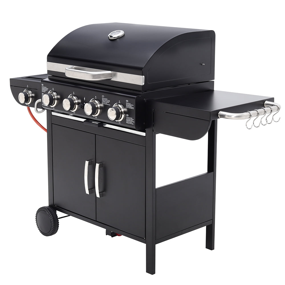 Garden Gas Grill BBQ with 5 Burners and Wheels