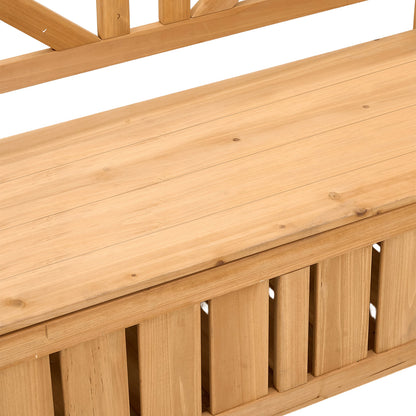Outdoor Wooden Storage Bench with Backrest