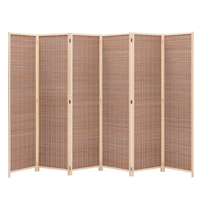 Brown Bamboo Woven 6-Panel Folding Room Divider