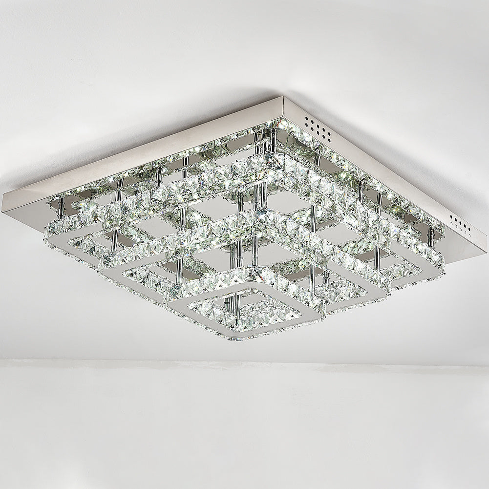 Square Large-size Glamourous Crystal LED Ceiling Light