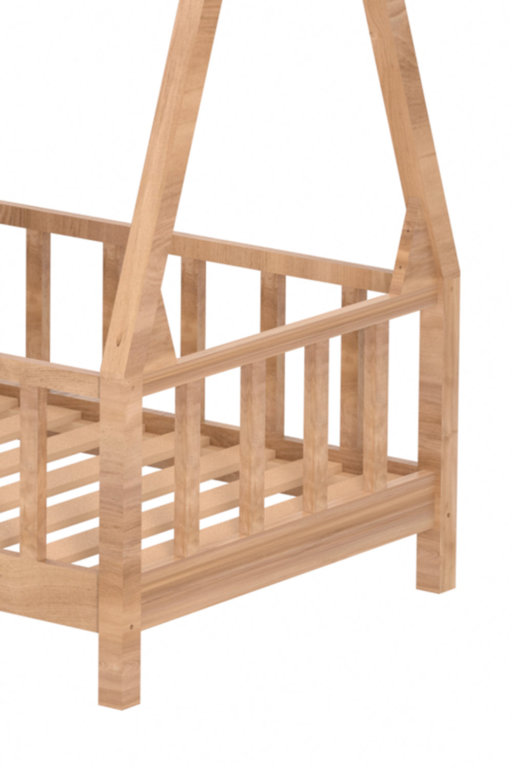 Kid’s Premium Wood House Bed Frame with Fence