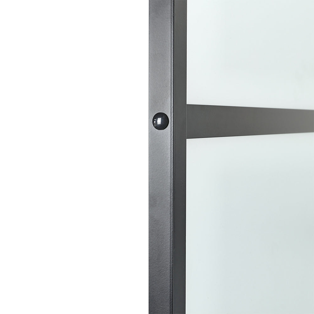 4 Lites Black Framed Transparent Glass Sliding Door without Sliding Hardware Kit
