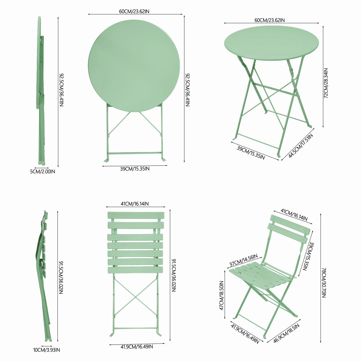 3-Piece Outdoor Folding Bistro Set