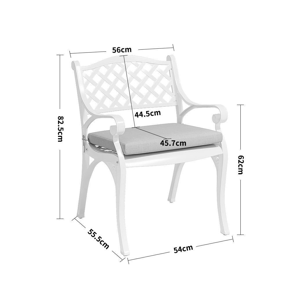 Black/ White Retro Set of 2 Cast Aluminum Garden Chairs