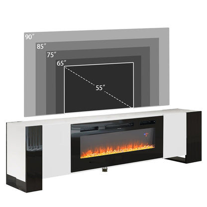 Recessed Electric Fireplace TV Stand with Remote Control