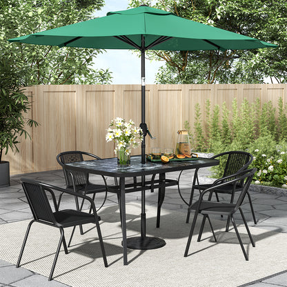 Black Garden Square Marble Patio Table With Umbrella Hole