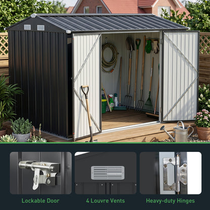 10x7 FT Large Metal Garden Tool Storage Shed