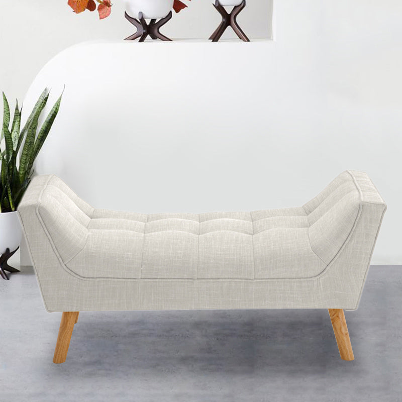 Soft Chenille Upholstered Bench with Wooden Legs