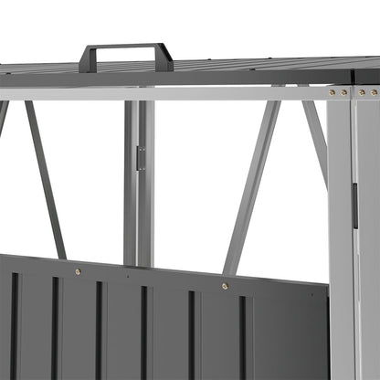 8x7ft Grey Wood Effect Metal Garden Storage Shed Pent Roof