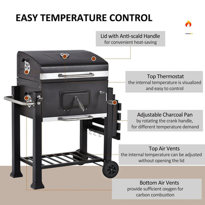 Charcoal BBQ Grill Barrel with Side Table
