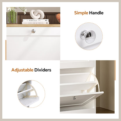 Wooden 2 Drawer Flip Down Shoe Cabinet