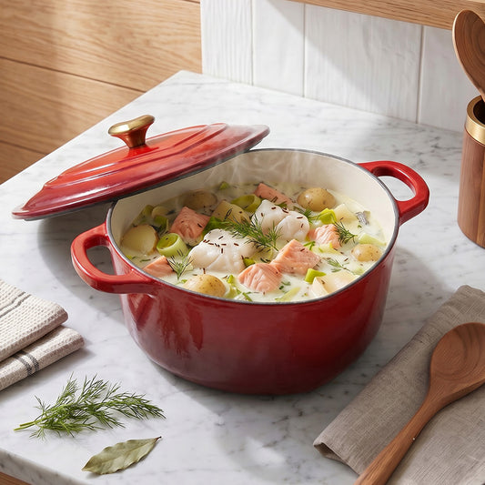 Enamelled Cast Iron Heart-Shaped Dutch Oven Pot with Lid