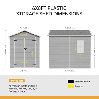 6x8 FT Outdoor Garden Plastic Storage Shed