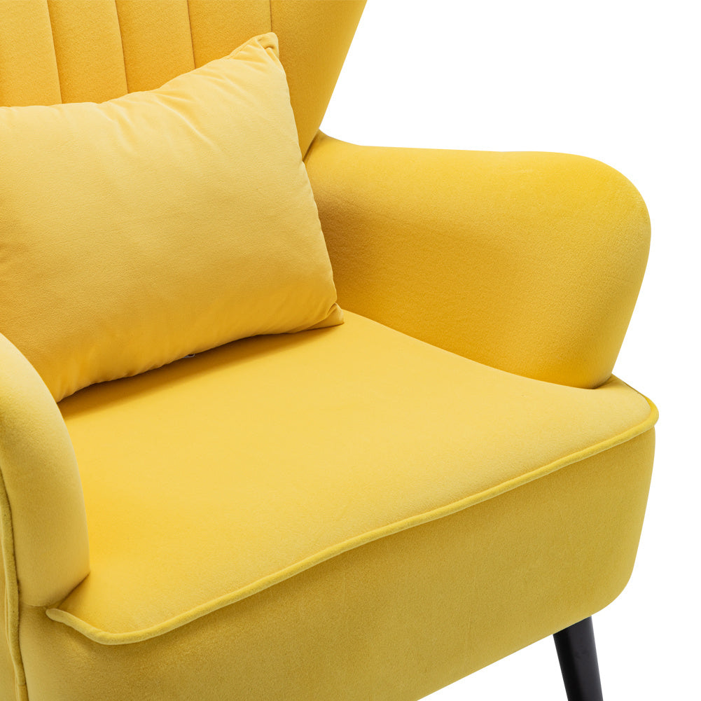 Comfortable Velvet Wingback Armchair with Cushion