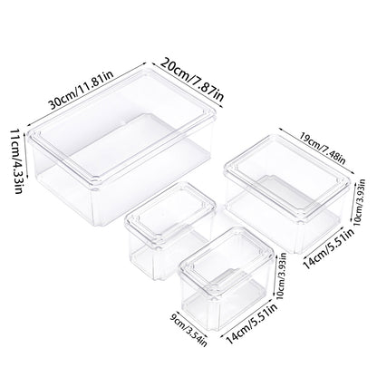 4Pcs Transparent Refrigerator Bins Organizer Set