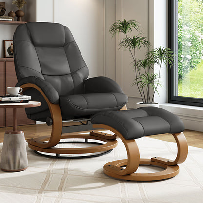 Black Ergonomic Executive Office Reclining Chair with Footstool