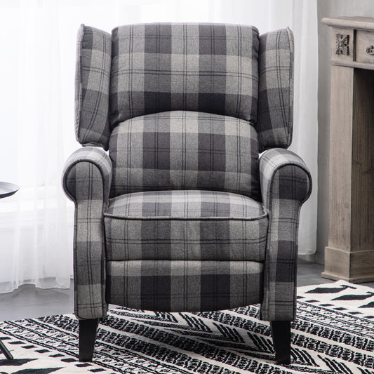 Fabric Tartan Motion Reclining Armchair