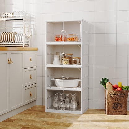 4-Tier Foldable Storage Cabinet Shoes Organizer with Doors