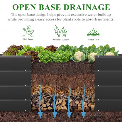 Outdoor Metal L-Shaped Raised Garden Bed