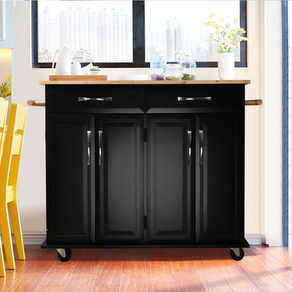 White/Black Large Catering Trolley Cart with Drawers and Cabinets