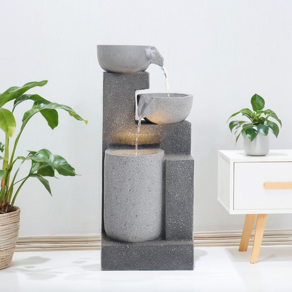Solar Powered Water Fountain Rockery Decor