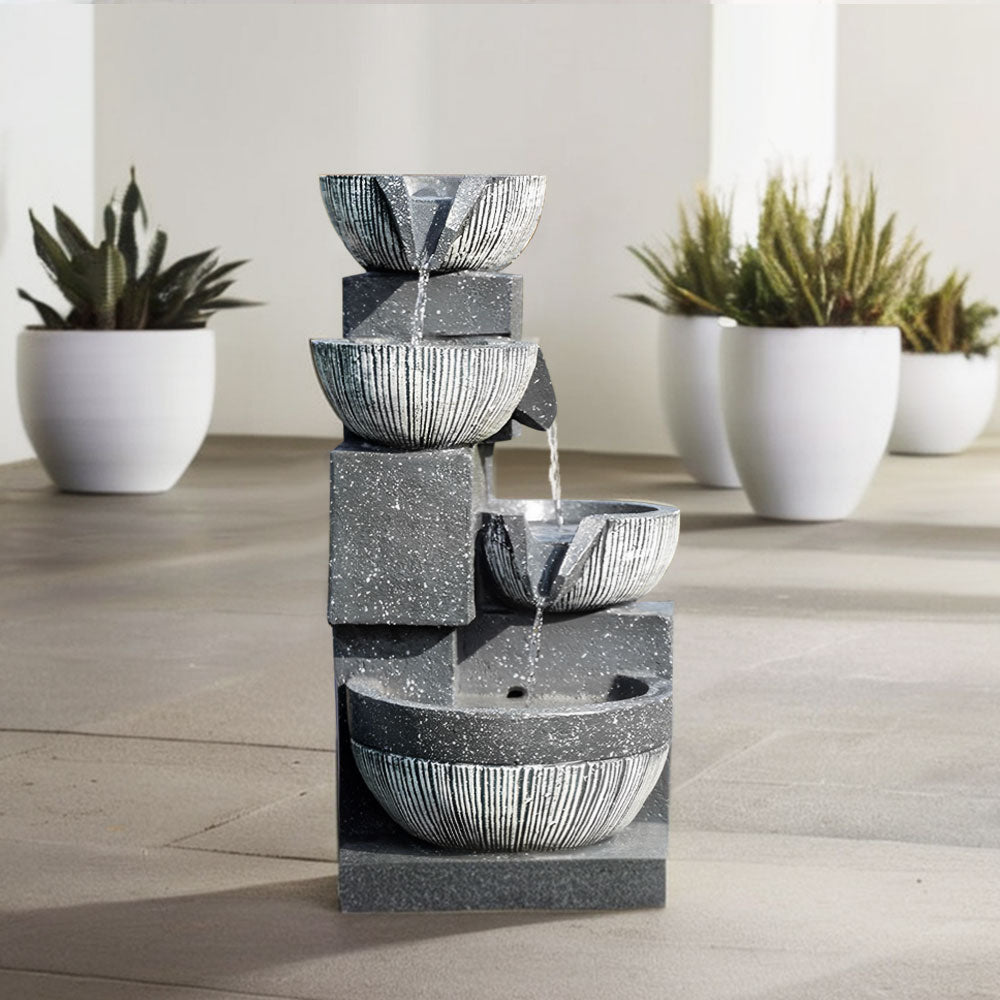 Solar Powered Water Fountain Bowls Decorated