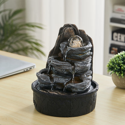 Tiered Rock Cascading Tabletop Water Fountain