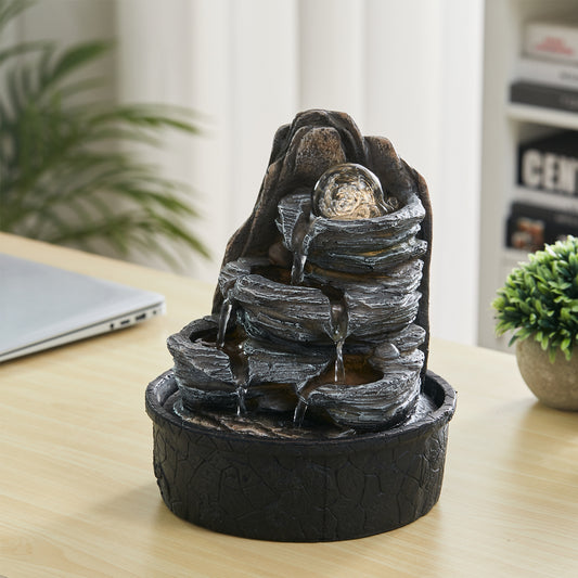 Tiered Rock Cascading Tabletop Water Fountain