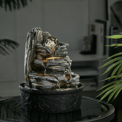 Tiered Rock Cascading Tabletop Water Fountain