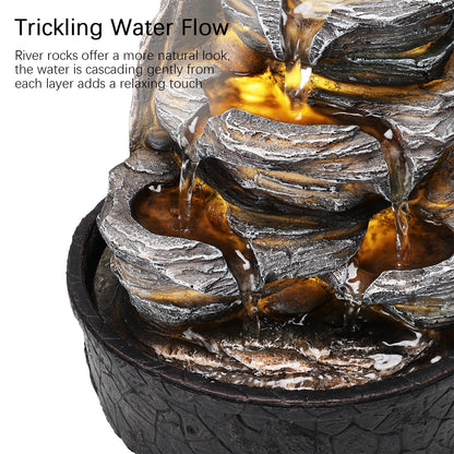 Tiered Rock Cascading Tabletop Water Fountain