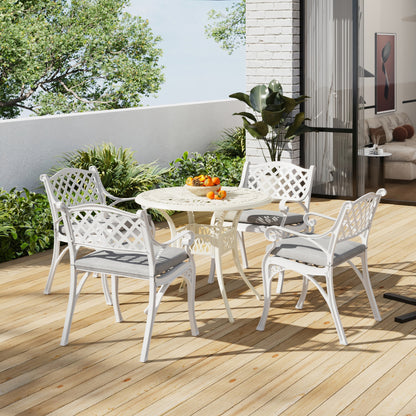 Black/ White Retro Set of 2 Cast Aluminum Garden Chairs