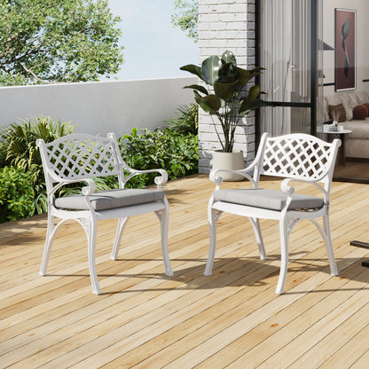 Black/ White Retro Set of 2 Cast Aluminum Garden Chairs