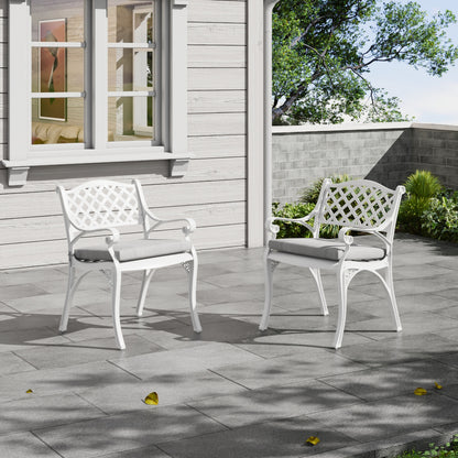 Black/ White Retro Set of 2 Cast Aluminum Garden Chairs