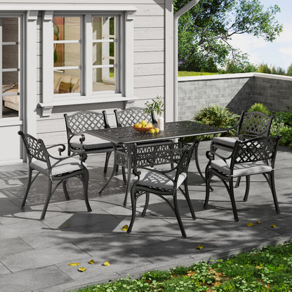 Black/ White Retro Set of 2 Cast Aluminum Garden Chairs