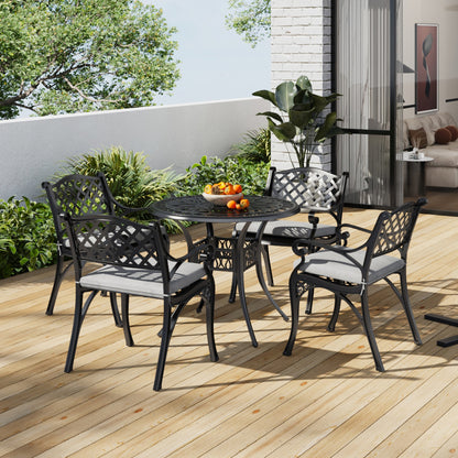 Black/ White Retro Set of 2 Cast Aluminum Garden Chairs