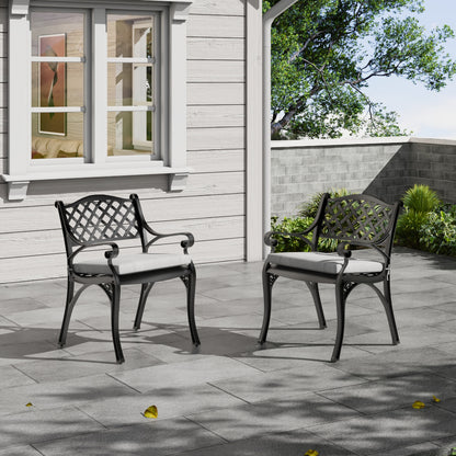 Black/ White Retro Set of 2 Cast Aluminum Garden Chairs