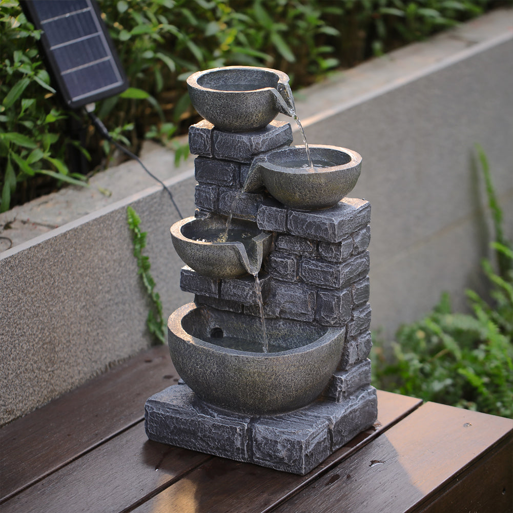 Rustic Solar LED Water Fountain