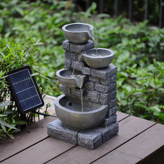 Rustic Solar LED Water Fountain