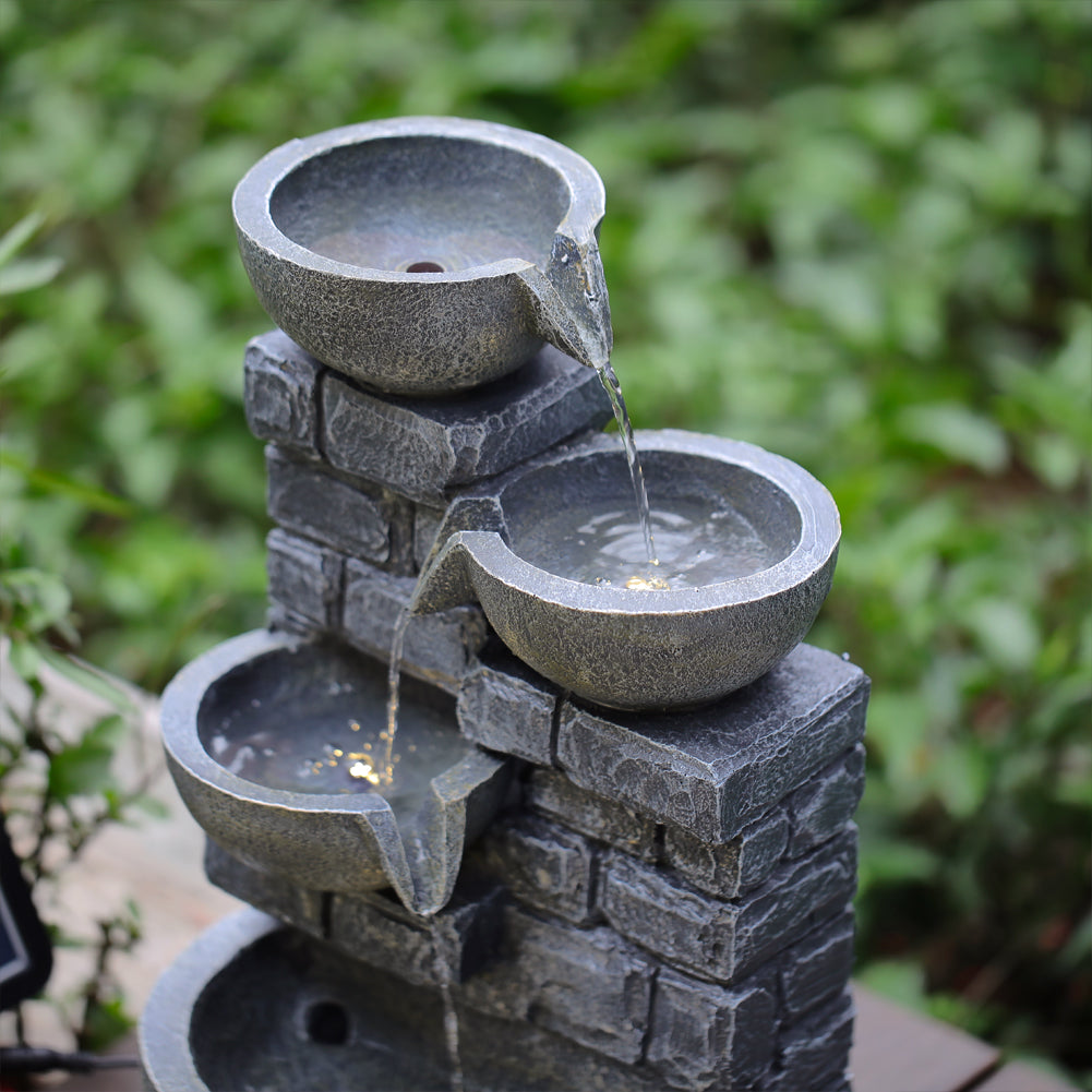 Rustic Solar LED Water Fountain