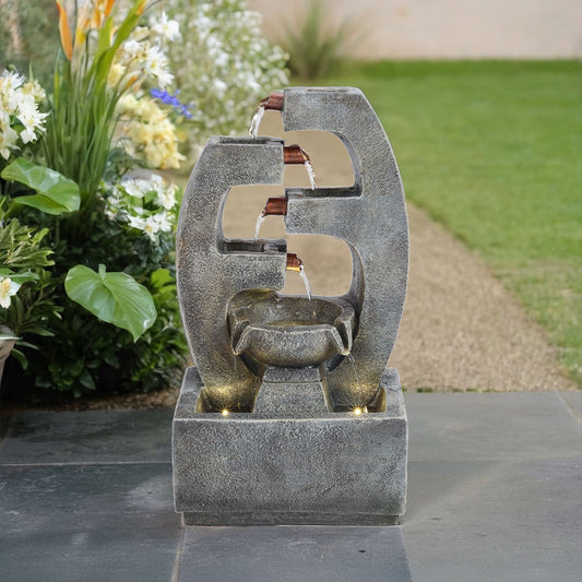 Resin Tiered Solar Water Fountain