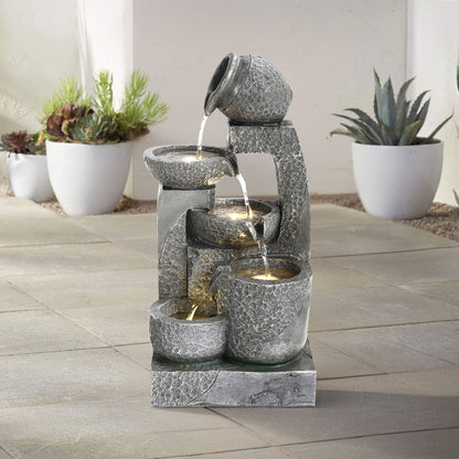Cascade Solar-powered Water Fountain for Outdoors