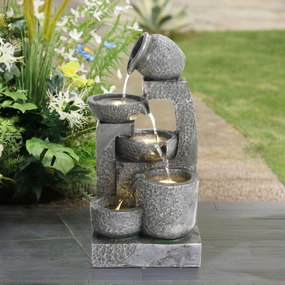 Cascade Solar-powered Water Fountain for Outdoors