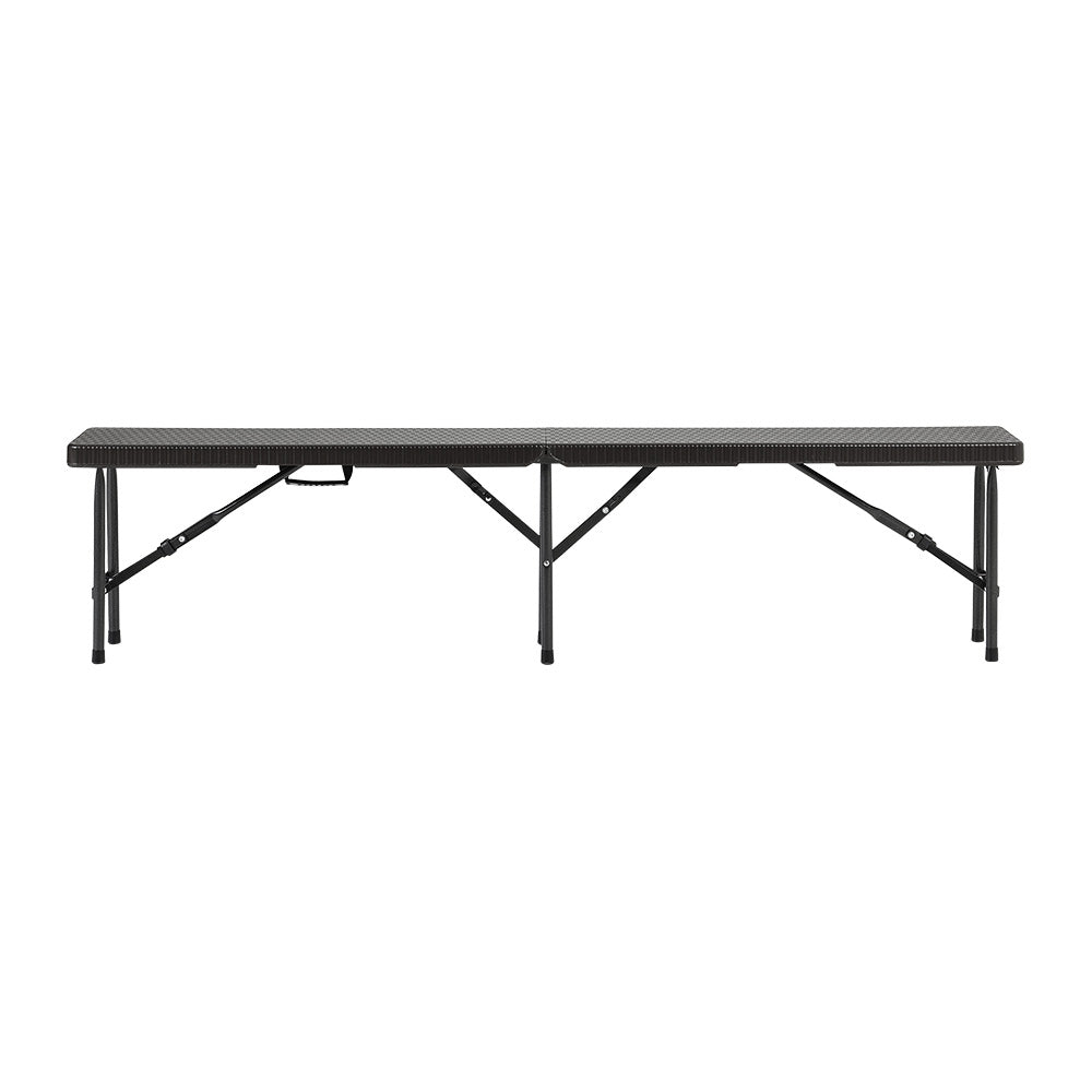 Black Set of 2 Rattan Plastic Outdoor Folding Bench
